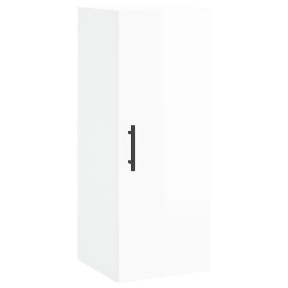 Aparador alto madera contrachapada blanco brillo 34,5x34x180