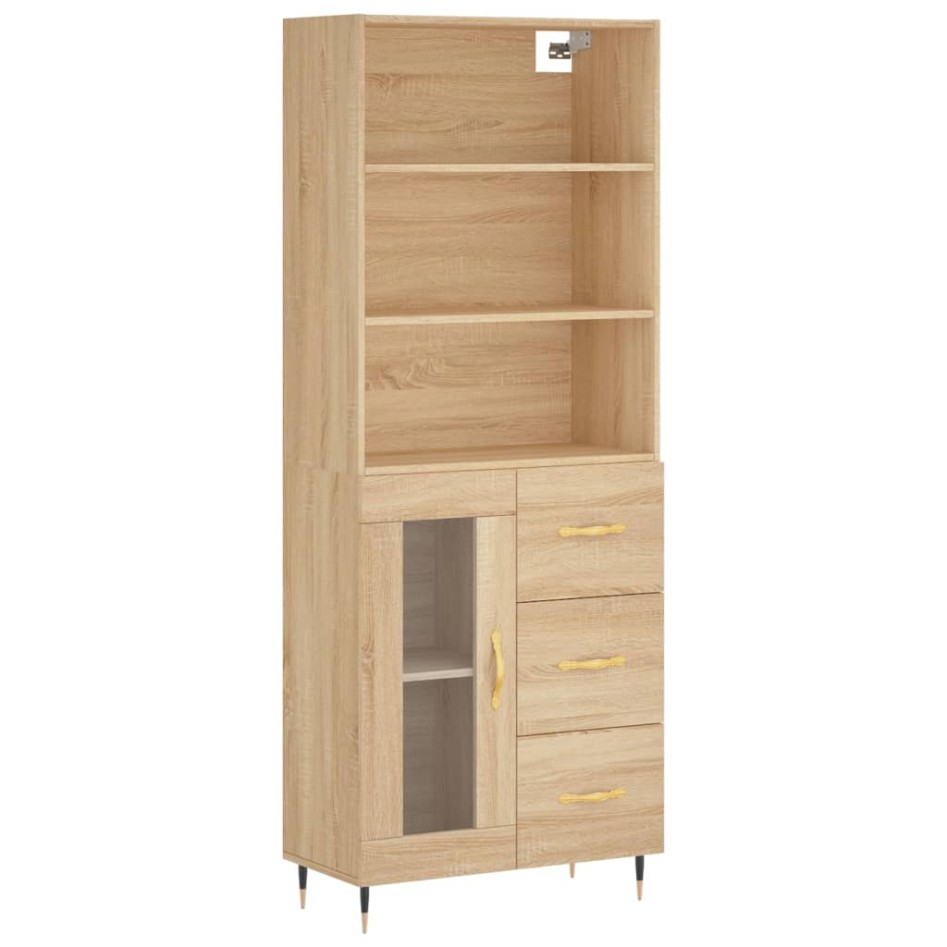 Aparador alto madera contrachapada color roble 69,5x34x180