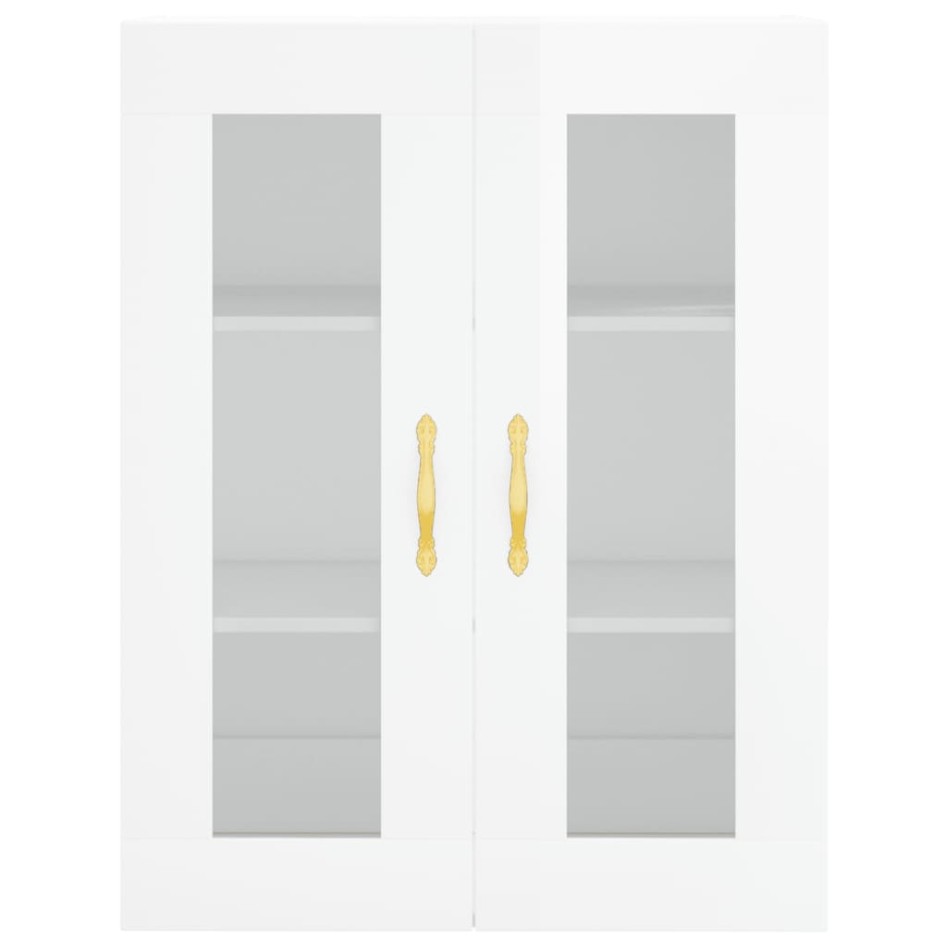 Aparador alto madera contrachapada blanco brillo 69,5x34x180