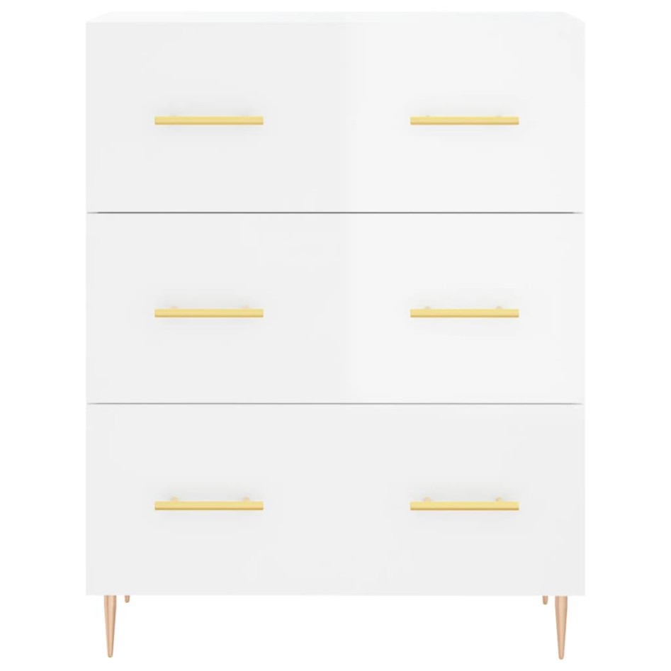 Aparador alto madera contrachapada blanco brillo 69,5x34x180