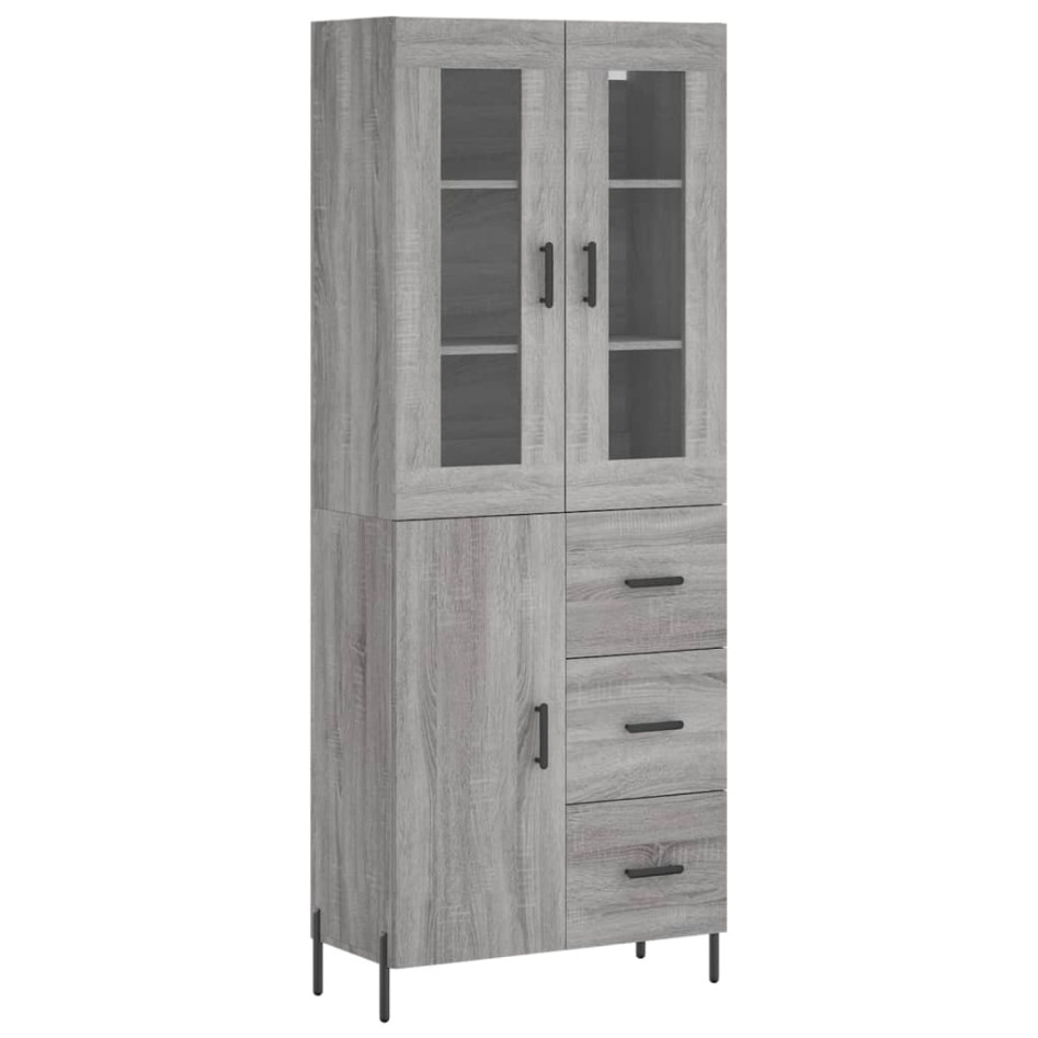 Aparador alto madera contrachapada gris sonoma 69,5x34x180