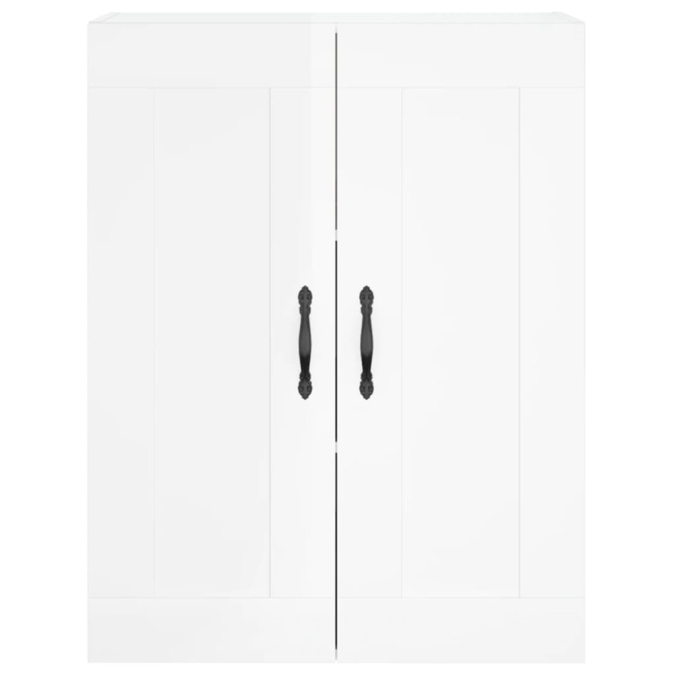 Aparador alto madera contrachapada blanco brillo 69,5x34x180