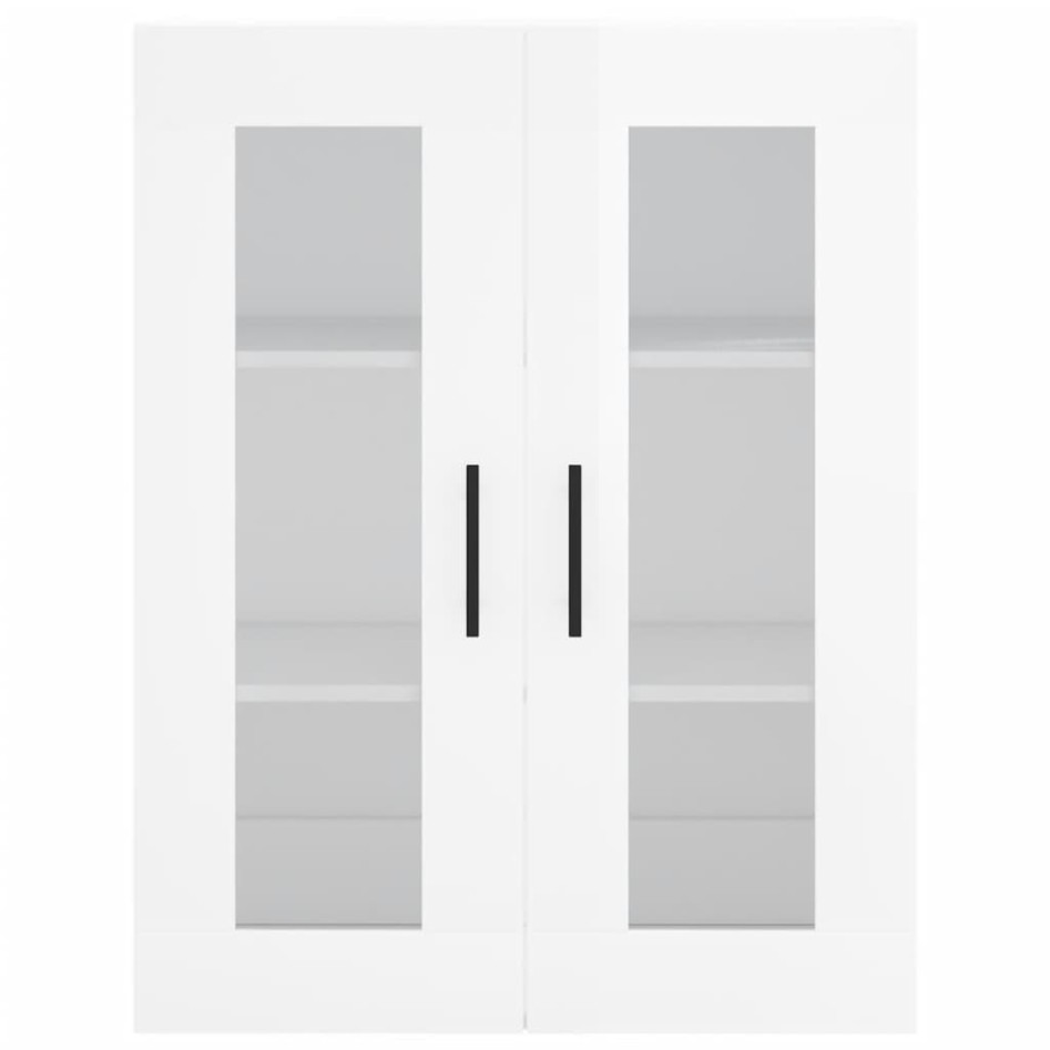 Aparador alto madera contrachapada blanco brillo 69,5x34x180