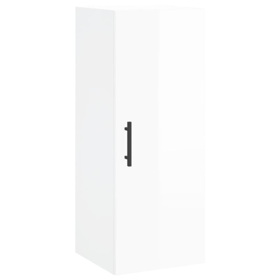 Aparador alto madera contrachapada blanco brillo 34,5x34x180