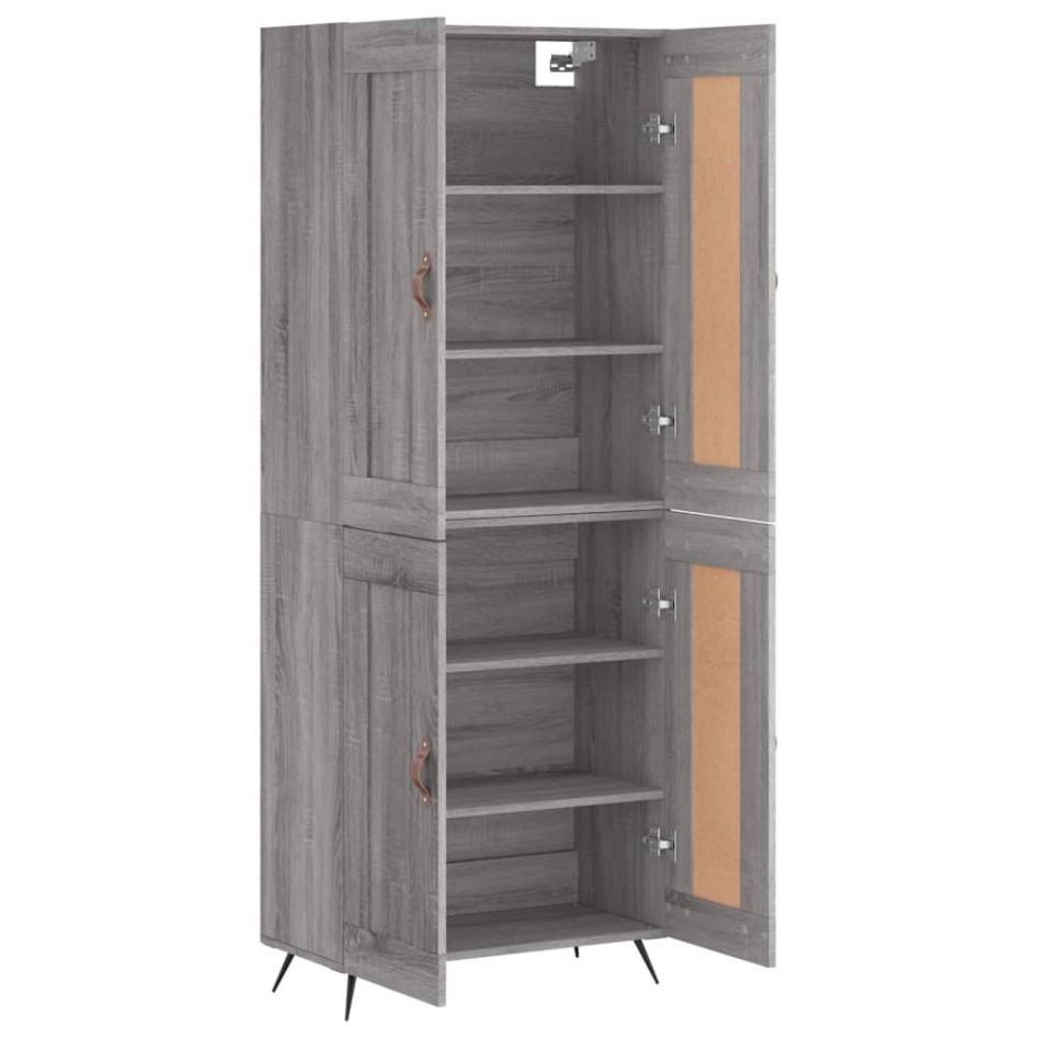 Aparador alto madera contrachapada gris sonoma 69,5x34x180