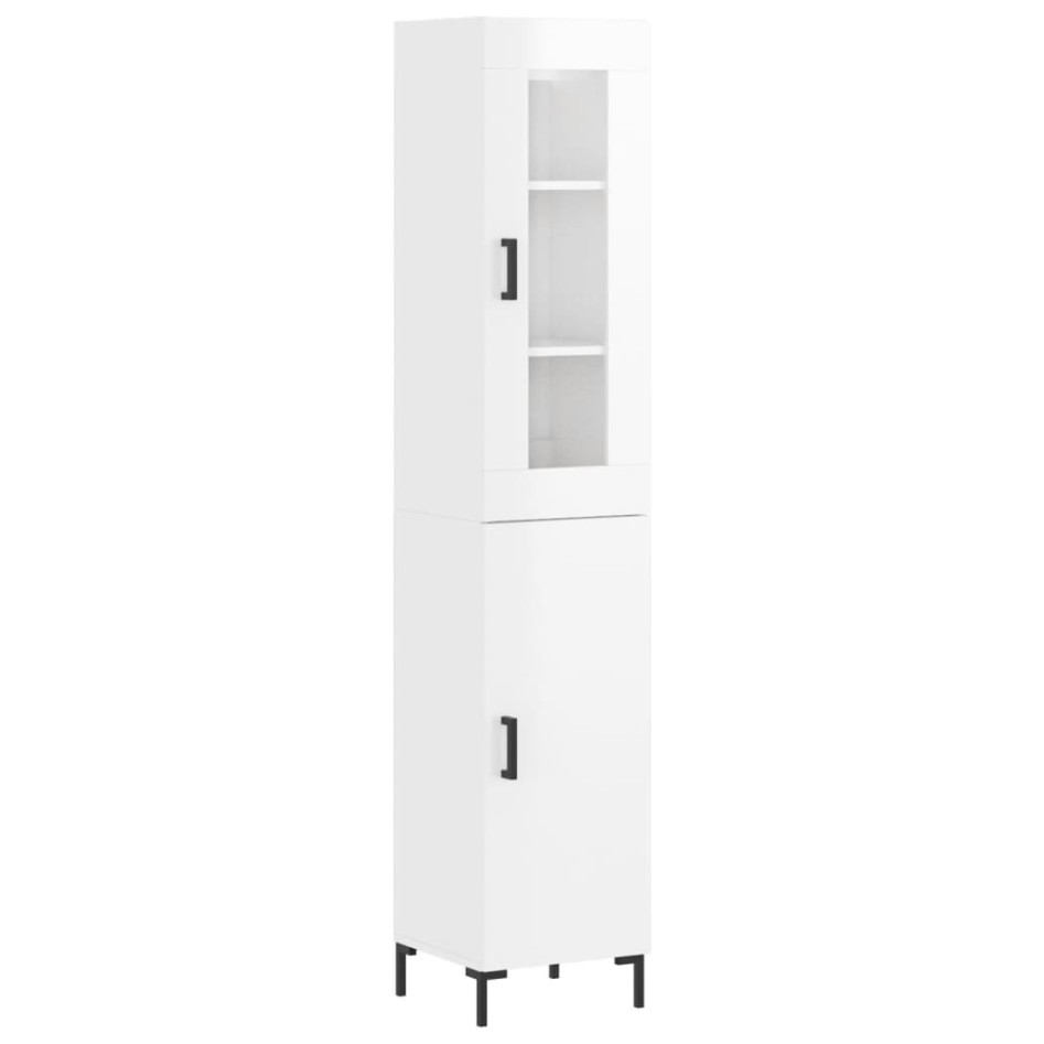 Aparador alto madera contrachapada blanco brillo 34,5x34x180