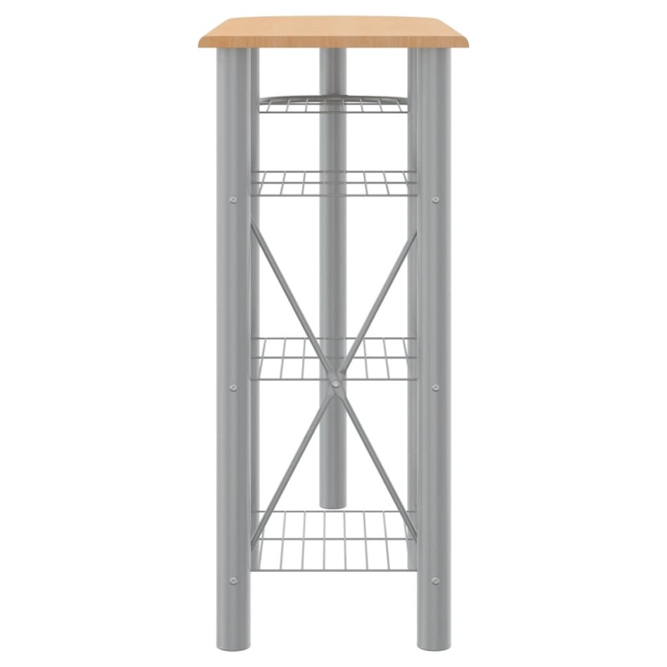 Mesa y taburetes altos 3 pzas hierro y madera gris y