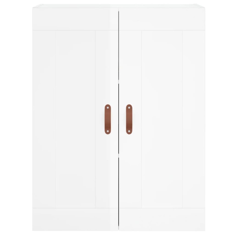 Aparador alto madera contrachapada blanco brillo 69,5x34x180