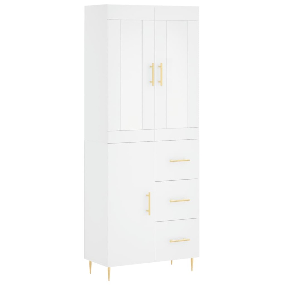 Aparador alto madera contrachapada blanco 69,5x34x180