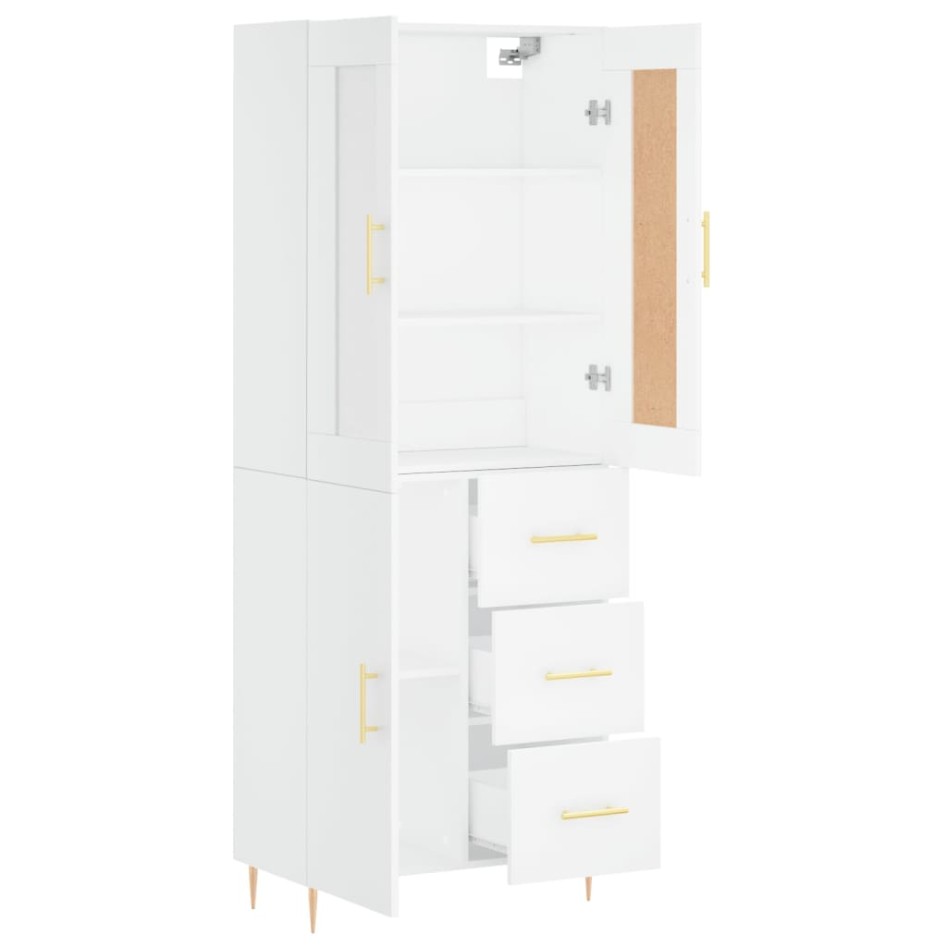 Aparador alto madera contrachapada blanco 69,5x34x180