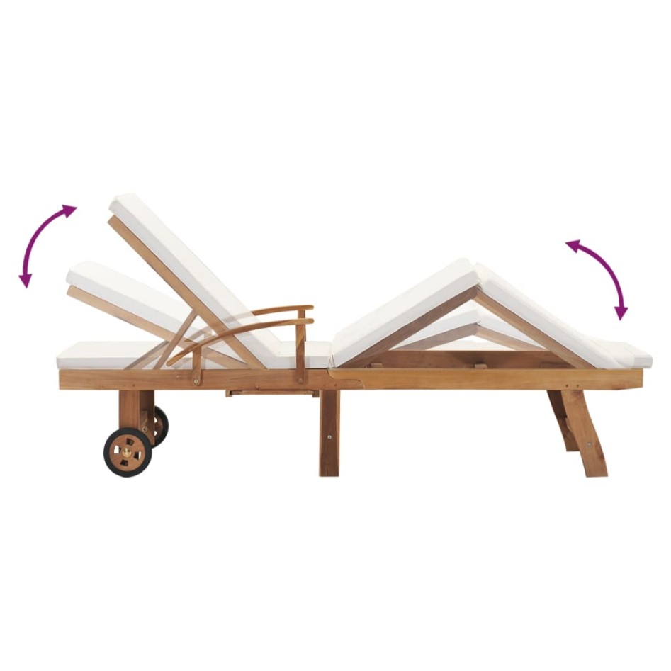 Tumbona con cojín madera maciza de teca