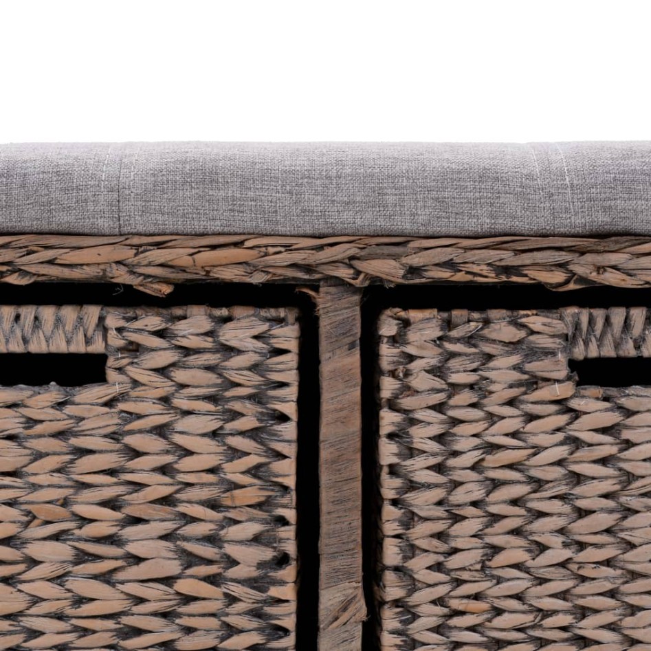 Banco con 2 cestas hierba marina 71x40x42 cm