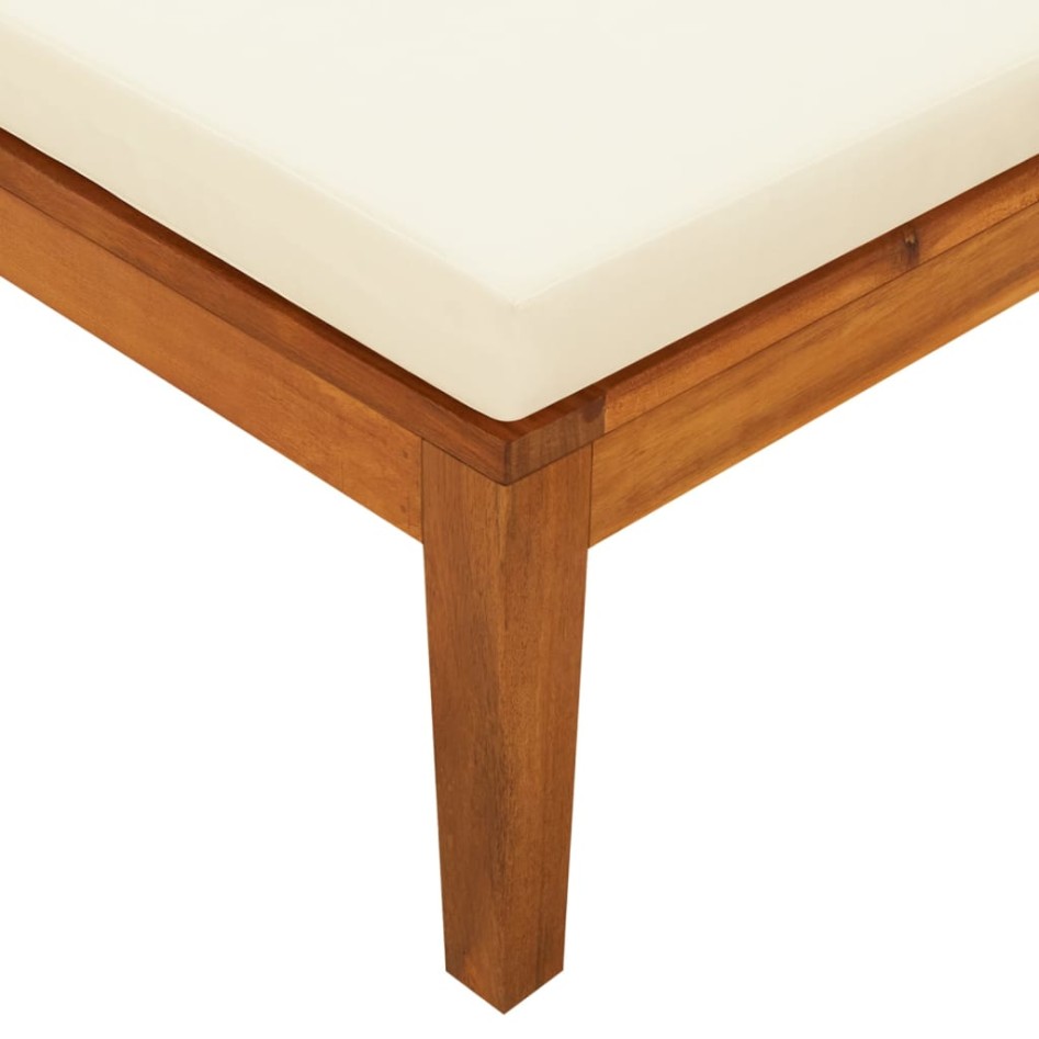 Tumbona con cojines crema madera maciza de