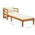 Tumbona con cojines crema madera maciza de