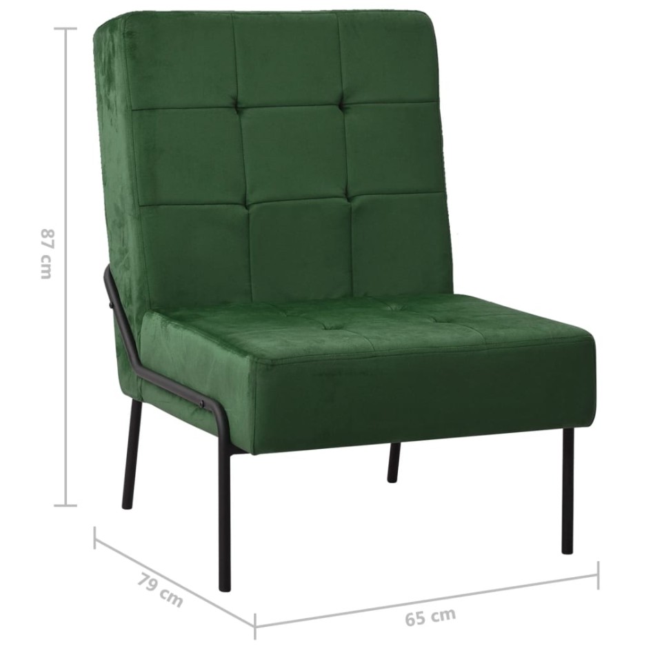 Silla de relajación de terciopelo verde oscuro 65x79x87