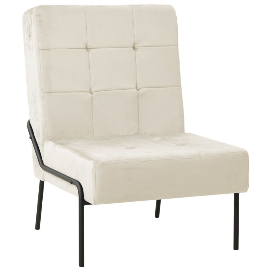 Silla de relajación de terciopelo crema blanca 65x79x87
