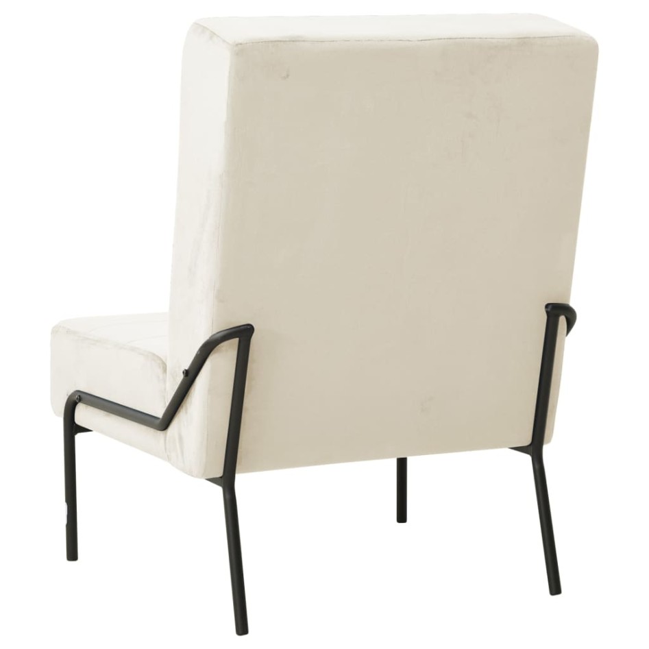 Silla de relajación de terciopelo crema blanca 65x79x87
