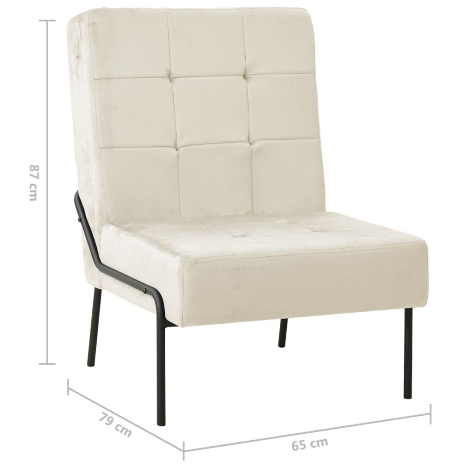 Silla de relajación de terciopelo crema blanca 65x79x87