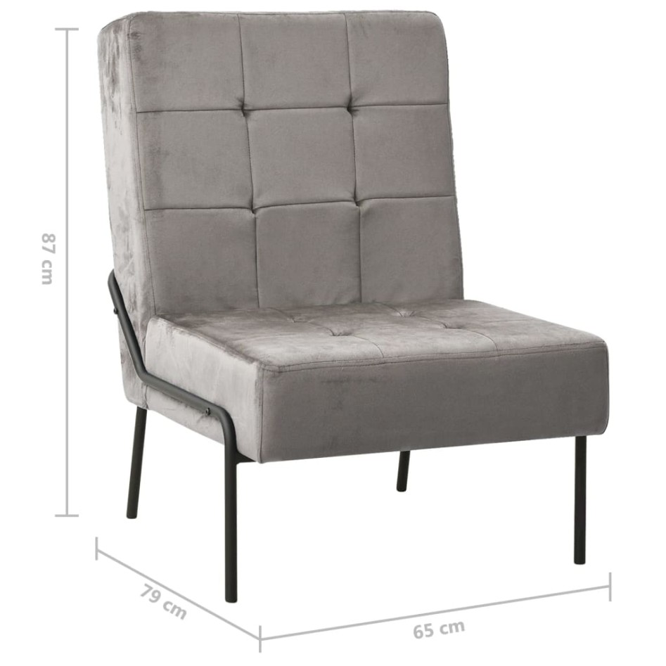 Silla de relajación de terciopelo gris claro 65x79x87