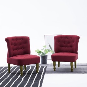 Sillones franceses 2 unidades de tela color vino