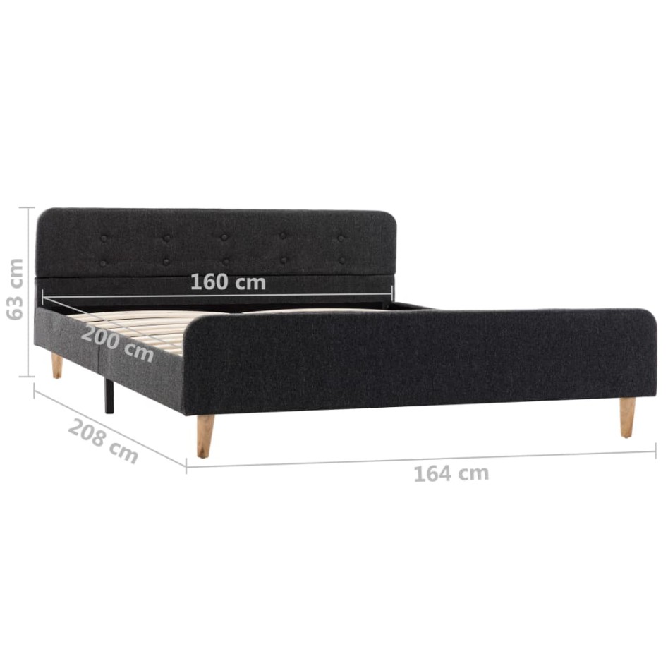 Estructura de cama de arpillera gris oscuro 160x200