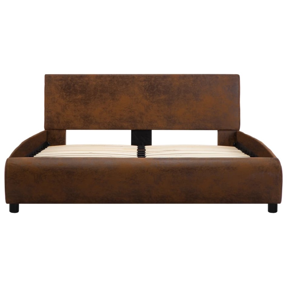 Estructura de cama de cuero sintético marrón 120x200