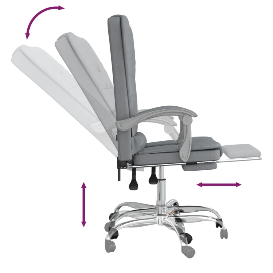 Silla de oficina reclinable con masaje de tela gris
