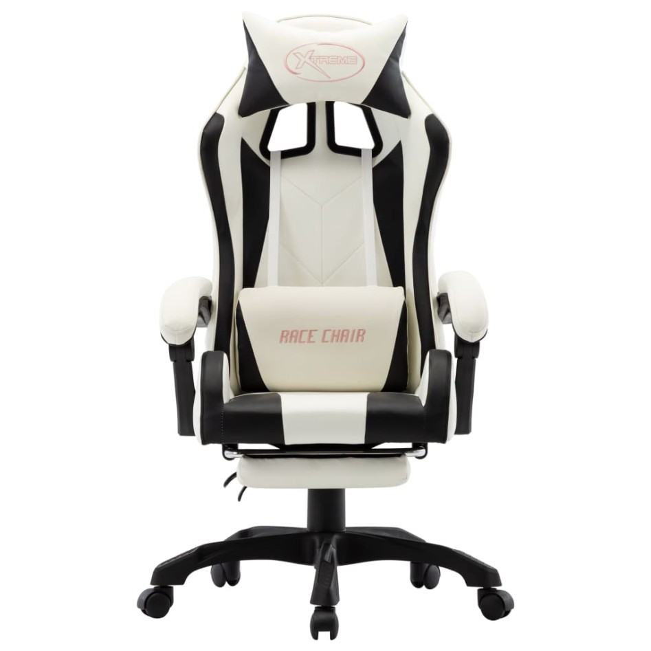 Silla gaming con reposapiés cuero sintético negro y