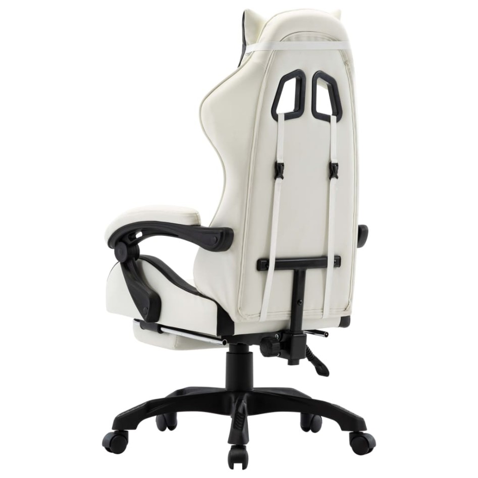 Silla gaming con reposapiés cuero sintético negro y