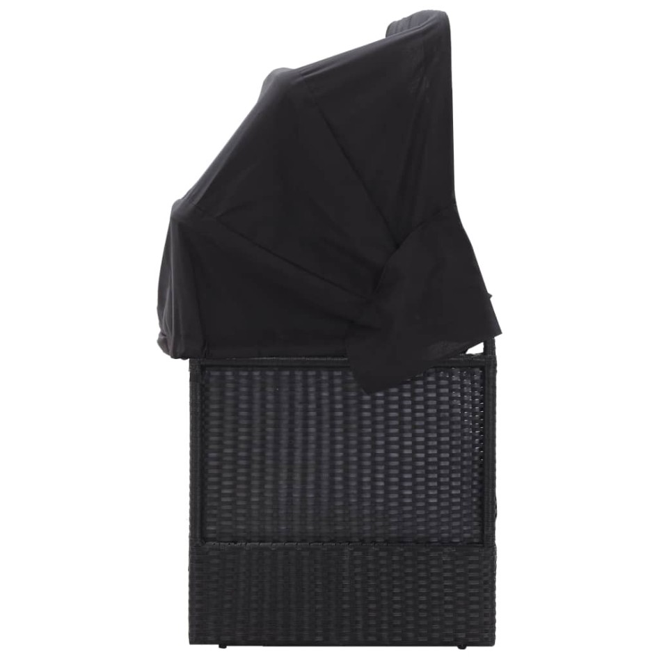 Tumbona de jardín con toldo ratán sintético