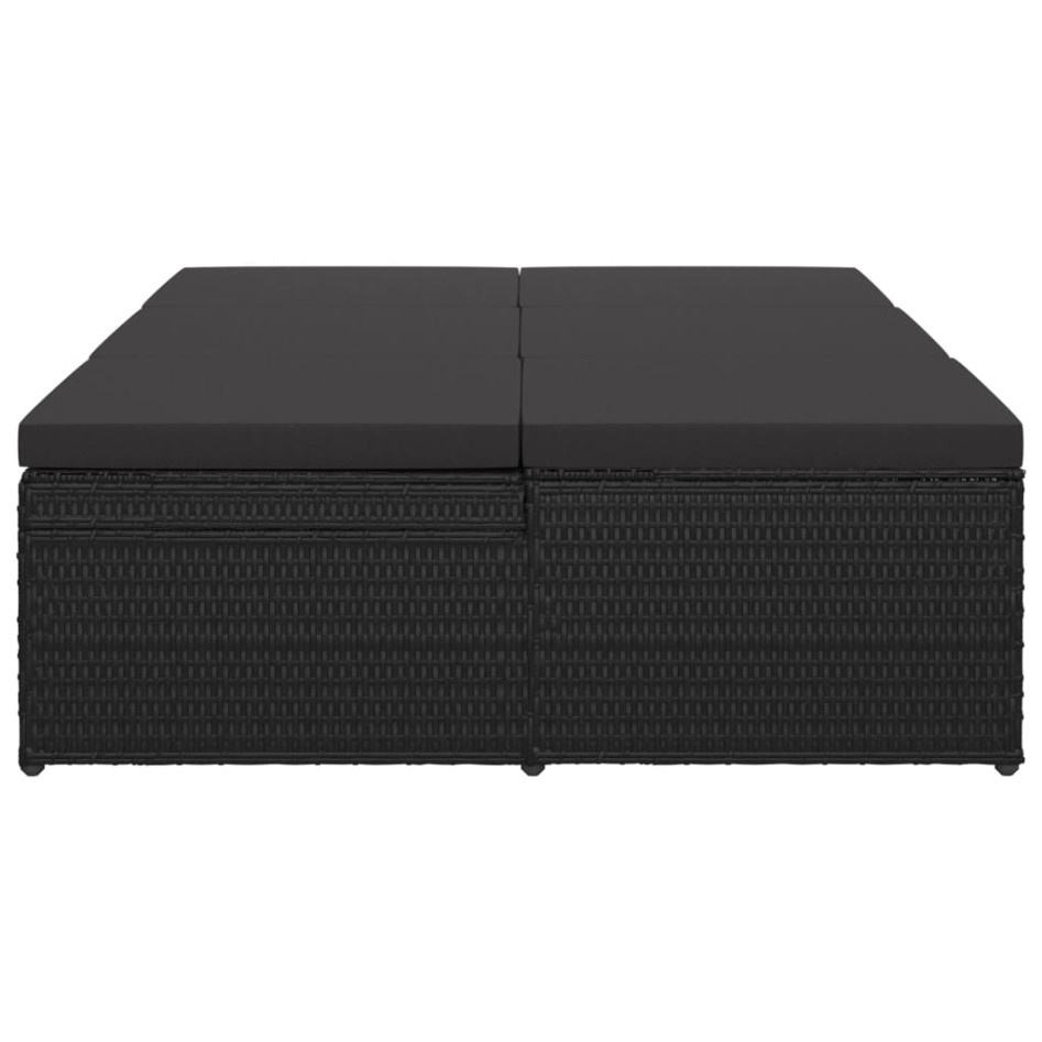 Tumbona convertible con cojín de ratán sintético