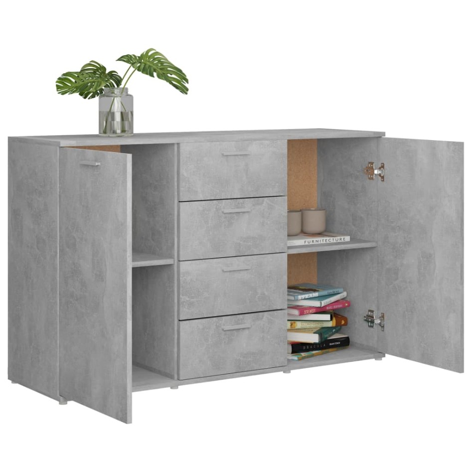Aparador de madera contrachapada gris hormigón 120x35,5x75