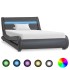 Estructura de cama con LED cuero sintético gris 100x200