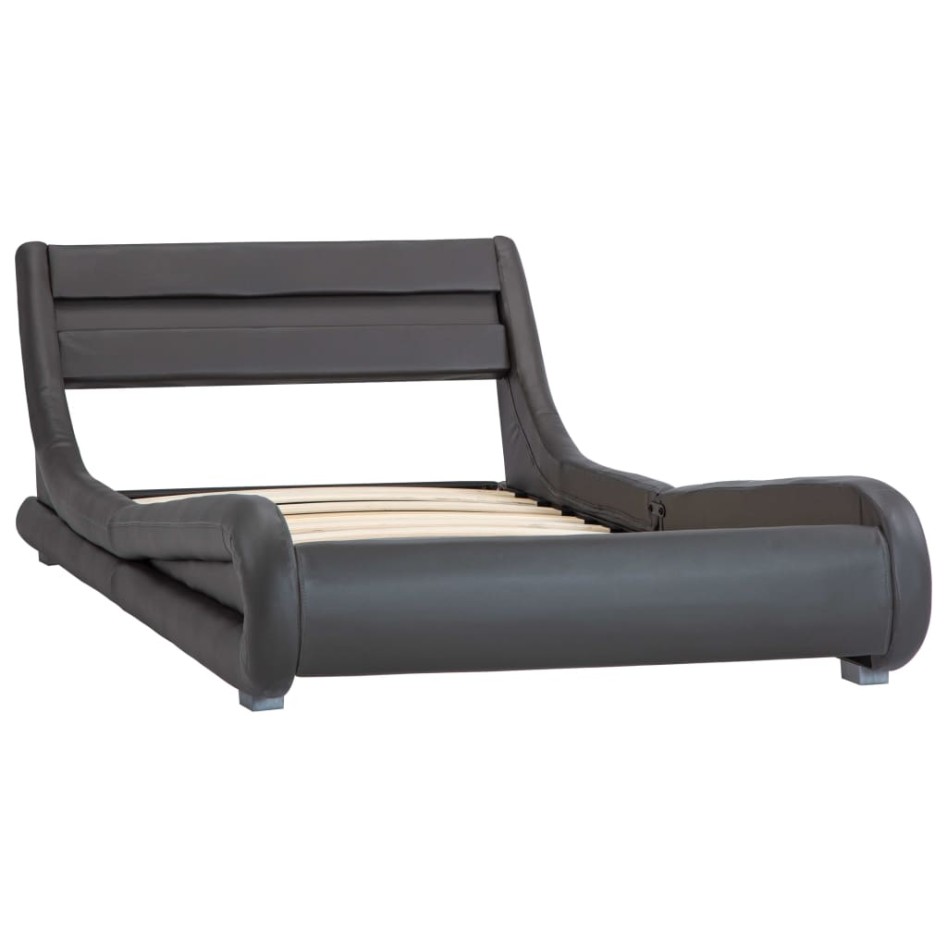 Estructura de cama con LED cuero sintético gris 100x200