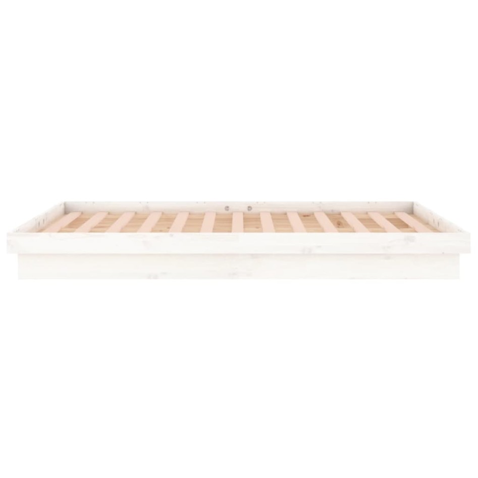 Estructura de cama con LED madera maciza blanca 180x200