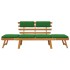 Banco de jardín con cojines 2 en 1 190 cm madera maciza