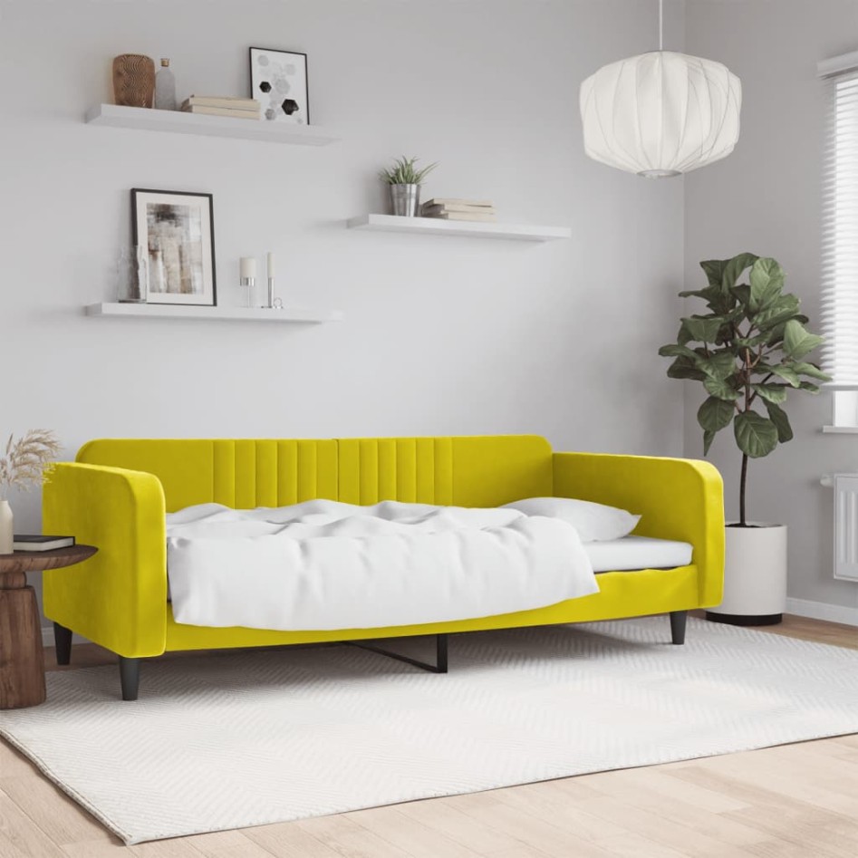 Sofá cama terciopelo amarillo 90x200
