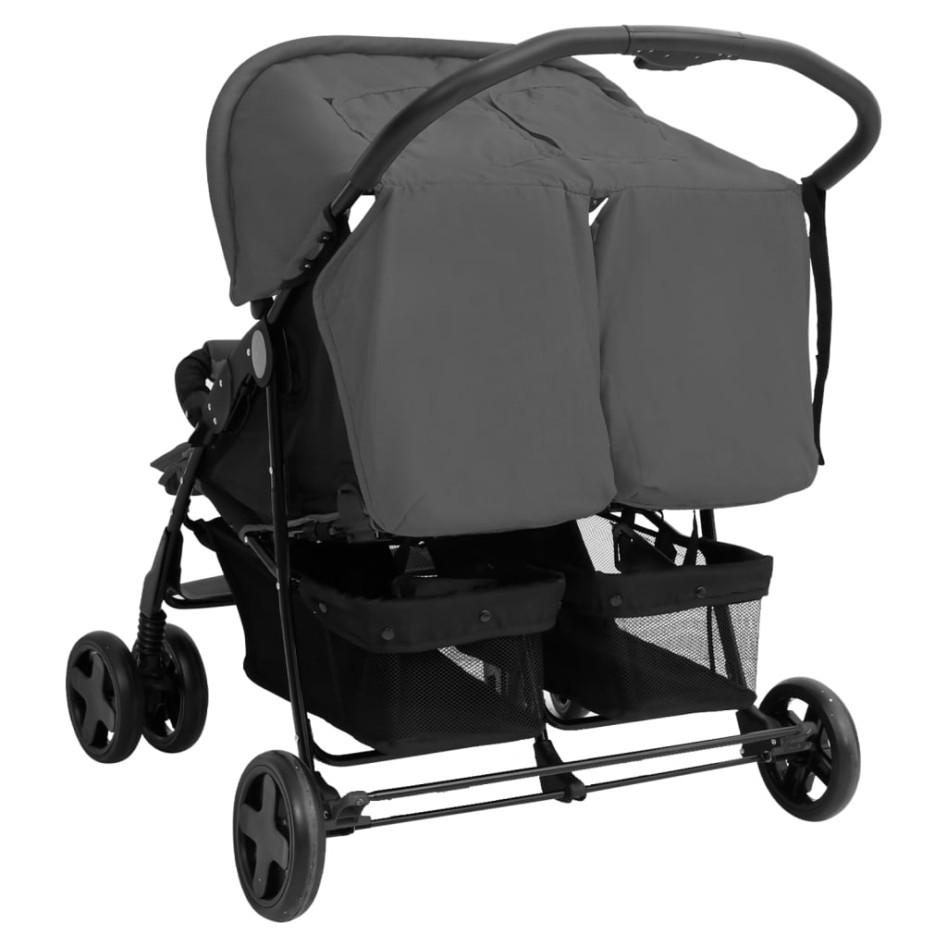 Carrito para gemelos de acero gris
