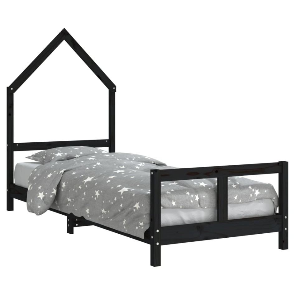 Estructura de cama para niños madera de pino negro 80x200