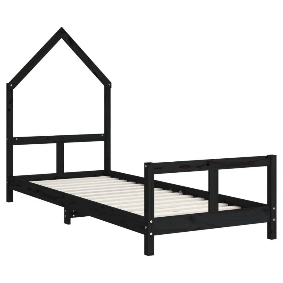 Estructura de cama para niños madera de pino negro 80x200