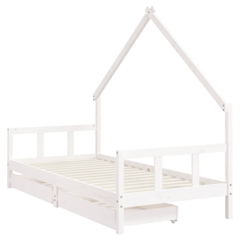 Estructura cama infantil y cajones madera pino blanco 90x190