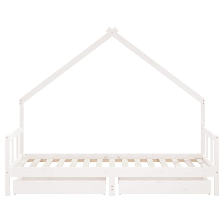 Estructura cama infantil y cajones madera pino blanco 90x190