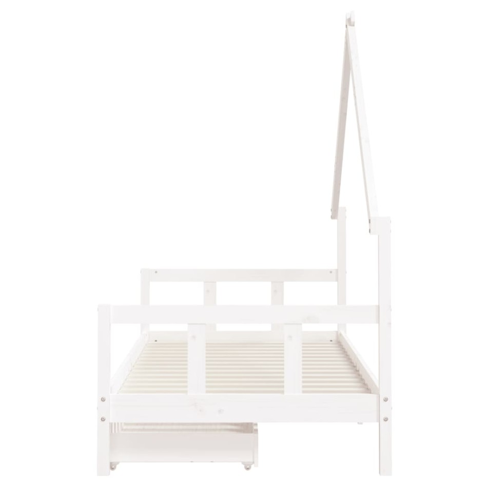 Estructura cama infantil y cajones madera pino blanco 90x190