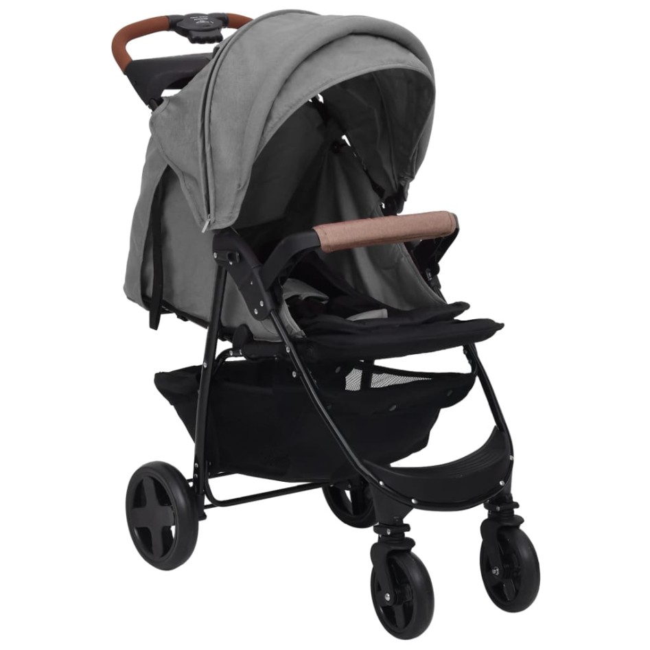 Carrito de bebés 3 en 1 de acero gris