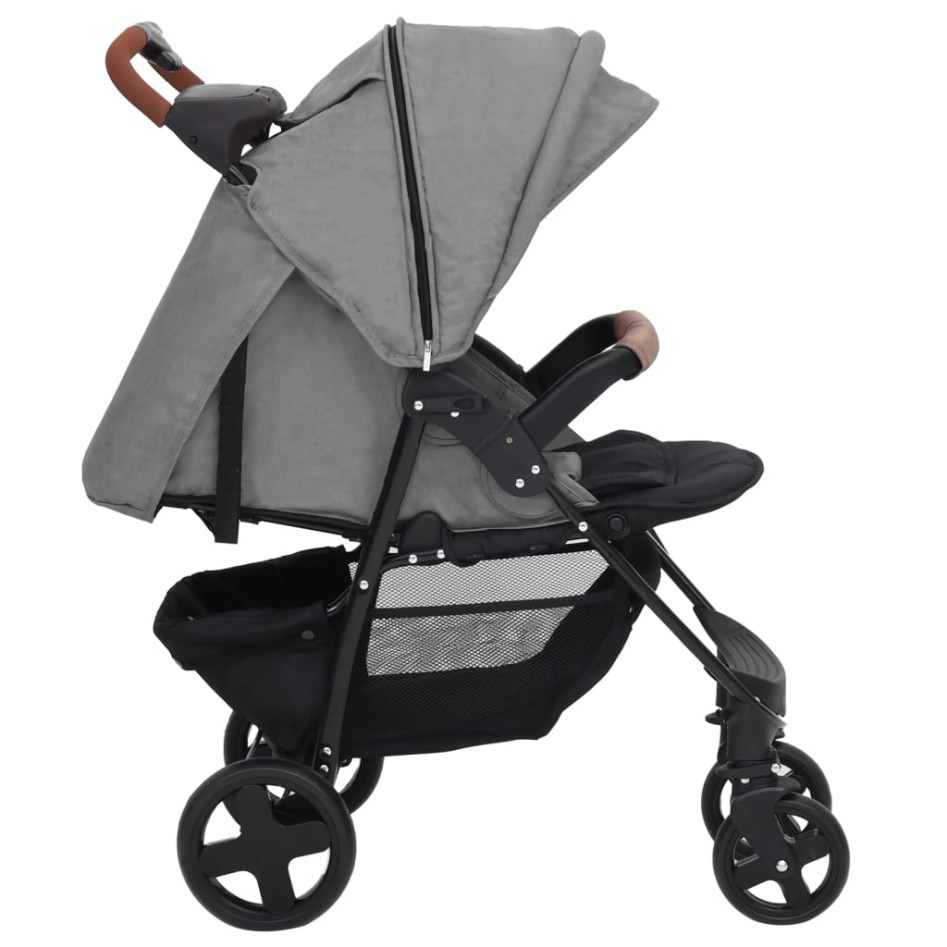 Carrito de bebés 3 en 1 de acero gris
