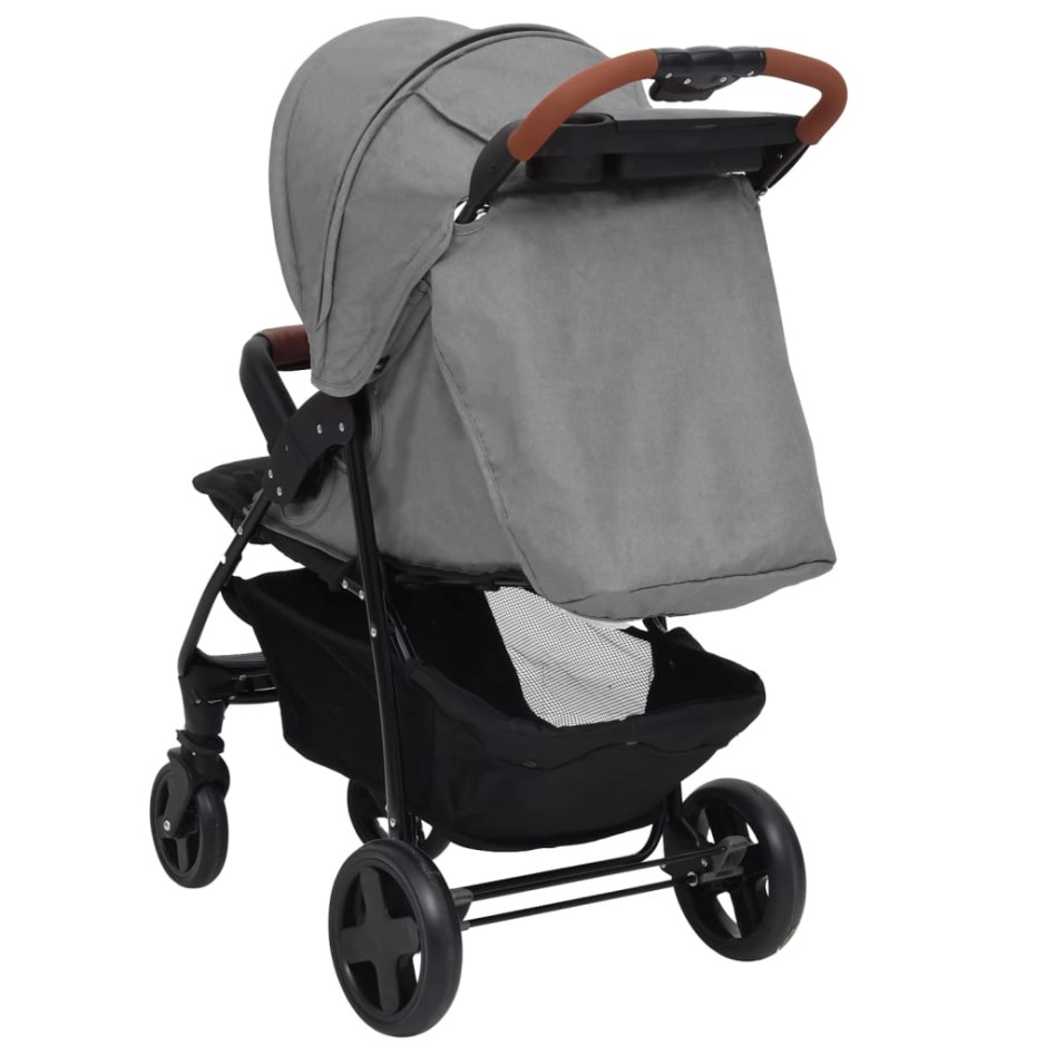 Carrito de bebés 3 en 1 de acero gris
