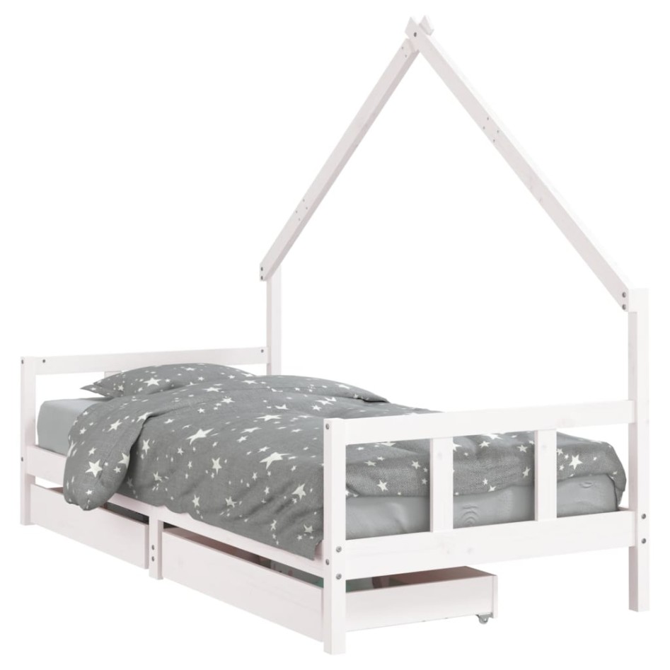Estructura cama niños con cajones madera pino blanco 90x200