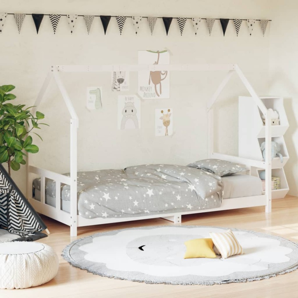 Estructura de cama para niños madera de pino blanco 90x190