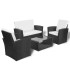 Set de muebles de jardín 4 pzas y cojines ratán sintético