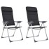 Sillas de camping de aluminio 2 unidades negras 58x69x111